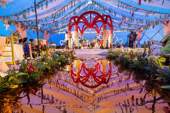 Grand Beach Wedding Stage Decor at Sheraton Grand Chennai